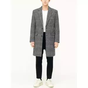 디바옴므 겨울 하운드 잔체크 싱글하프 모직코트 더블 롱 정장1211427