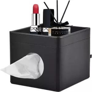 티슈 박스 커버 사각 홀더 PU 가죽 얼굴 정리함 욕실 배니티 침실 사무실용 수납 트레이 스타일리시한 냅킨