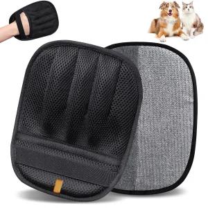 정전기 반려동물 털 제거 장갑 개와 고양이 위한 2팩 재사용 가능한 세탁 5손가락 그루밍 미트 소파 가구