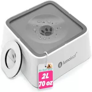 필터가 장착된 반려견용 루모 노 스필 워터 볼 70온스/2리터 지저분한 음주자를 위한 슬로우 피더 드립