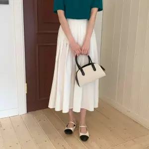 여자 여름 밴딩 플리츠 주름 린넨 플레어 롱스커트