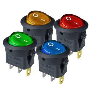 4Pcs 12V/220V Led 스위치 10A 12V 전등 전원 자동차 단추 조명 ON/OFF 3pin 라운드 로커 KCD1