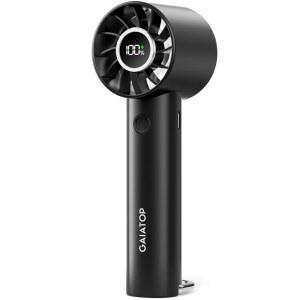 가이아탑 휴대용 미니 선풍기 파워 디스플레이 손전등이 장착된 3단 속도 USB 충전식 배터리 여성용 경량 용 쿨링 블랙 실내외 여행용