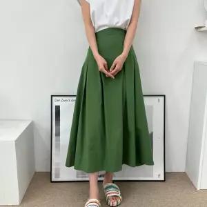 여자 주름 핀턱 에이라인 롱 플리츠 스커트