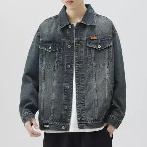 남성용 청자켓 깊이 재고 2절 기본 빈티지 레트로 옐로우 재킷 빅사이즈 커플 공용 데님 코트 KS1