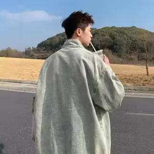 남성용 청자켓 워싱 데님 코트 시크 루즈핏 재킷 코디 톱 KS1