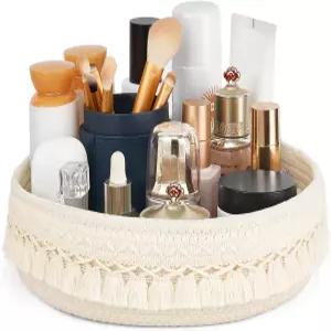 Mkono 메이크업 향수 홀더 정리함 마크라메 장식 직조 로프 바구니 보호 화장품 책상 보관 드레서 스킨