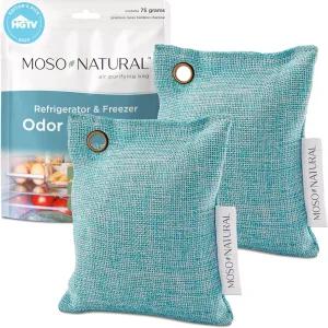 모소 내추럴 냉장고 냄새 제거기2팩 HGTV 에디터스 픽 및 냉동고용 대나무 탈취제 무향 재사용 흡수제