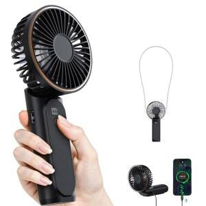 TUNISE 휴대용 선풍기 충전식 4000mAh 180 조절 가능 6단풍 실시간 전기 디스플레이 USB 접이식 파워 뱅크로서의 조용한