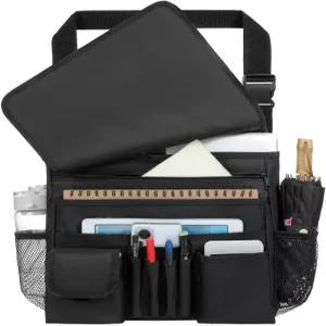 서류 작업을 위한 FORCTIBUL 자동차 앞좌석 정리함 노트북 모바일 오피스 컵 홀더가 있는 멀티 컴파트먼트