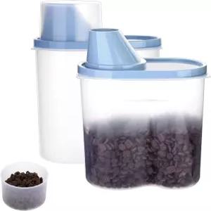 그린조이 2팩 2파운드/2.5리터 반려동물 사료 보관 용기 계량컵 작은 개 고양이 방수BPA 프리용 캔 커버 및