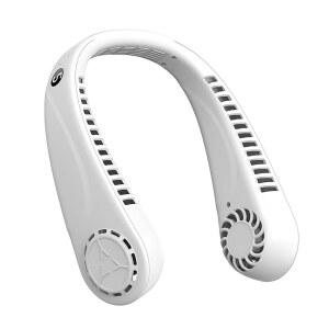 화면 디스플레이와 5단 속도 레벨 USB 충전식 360 쿨링 웨어러블 용 선풍기 직장 여행 스포츠 야외용(흰색) 휴대용 칼날 없는 걸이형