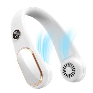 쿠니 넥 선풍기 충전식 5단 속도 휴대용 용 핸즈프리 블레이드리스 배터리 작동 웨어러블 조절 가능 화면 디자인 4 12시간 여행 실외 실내용 냉각 기능