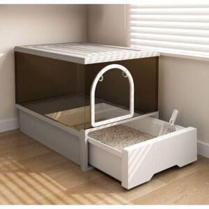 고양이 투명 화장실 밀폐형 평판형 실내 상자 방수