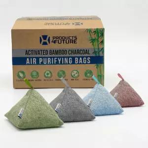 천연 활성 대나무 공기 정화 봉투 4팩 가정용 탈취제 반려동물용 냄새 흡수제 제거제 및 수분 청정제