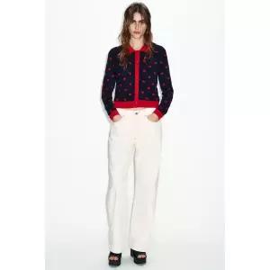 zara 자라 하트 자카드 니트 재킷 - 네이비147545