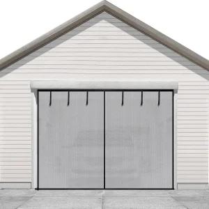 Sunolga 8x7 ft 프라이버시 차고 문 스크린 강력한 자석과 스트래핑 테이프가 포함된 도어 파티오와 현관용