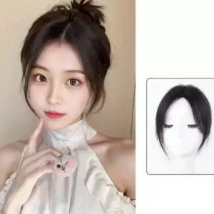 여성 인모 정수리 가발 부분 똑딱핀 헤어피스 붙임머리 RBa7+3TVR