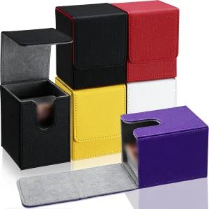 Yooker 6팩 가죽 덱 케이스 100 카드 게임 박스 마그네틱 플레이 보관함 화이트 블랙 레드 옐로우 퍼플