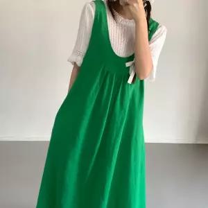 여자 린넨원피스 셔링 유넥 여름 휴양지룩 롱원피스