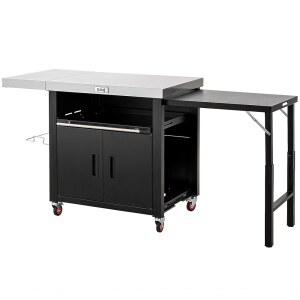 그릴 테이블 야외 주방 캐비닛이 있는 주방 카트 이동식 스틸 풀아웃 플레이트가 접이식 L74 2개 W24 테이블 상판 사이드 캐비닛용 스테인리스