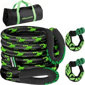 키네틱 리커버리 로프 1인치 x 30피트 48500LBS 소프트 섀클 2개 포함 키트 헤비 듀티 오프로드 스내치