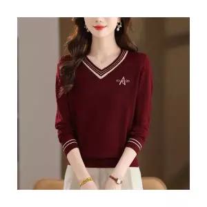 여성용 가을 니트 브이넥 실켓 육모 상의 봄 얇은 스웨터 KS3