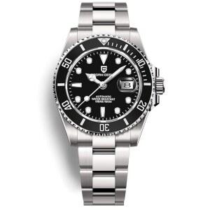 [미국배송] 롤티미 파가니 디자인 남성용 자동 시계 비즈니스 방수 아날로그 세라믹 무브먼트 회전 베젤 사파이어 크리스탈 100M 스테인리스 스틸 럭셔리 시계.