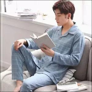 잠옷세트 긴팔긴바지 파자마 체크카라 남자 홈웨어