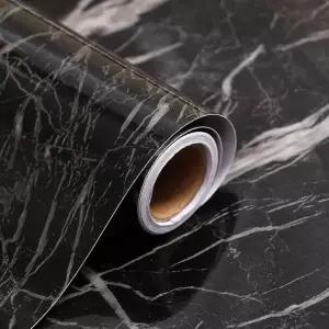 인테리어 대리석 시트지 5M/ 블랙 유광 마블시트