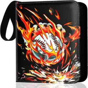 야구 카드 바인더 50개의 탈착식 슬리브가 있는 400포켓 홀더 디스플레이 및 보관용 스포츠 수집가 소년