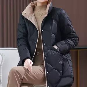 여성경량패딩 오리털 자켓 간절기 여성보온 배색 카라 코트 패딩점퍼 2500배송 하이퀄