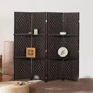 라탄 수납 4단 다크브라운 200cmx180cm 파티션