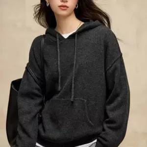 EAMT 여성용 니트 캐주얼 루즈핏 맨투맨 풀오버 순양털스트링후드 24가을 EUNG3