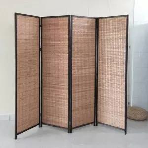 파티션 200cmx180cm 라탄4단 블랙테두리