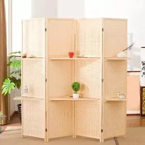 4단 200cmx200cm 파티션 수납 라탄 베이지