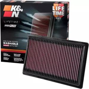 K N 고유량 오리지널 라이프타임 엔진 에어 필터 파워 향상 프리미엄 세탁 가능 2016-2025