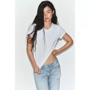 ZARA 자라 뒷면 트임 티셔츠 - 화이트 121446