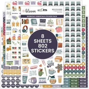 블룸 데일리 플래너 워크데이 에센셜 스티커 - 비즈니스 전문가를 위한 생산성 버라이어티 팩 8매 / 802