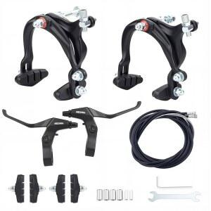 MEGNHNA 자전거 캘리퍼 브레이크 세트 알루미늄 산악 레버 자전거용 케이블 패드 BMX 앞뒤 크루저 합금