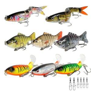 민물고기 낚시 미끼, 페이블리스 혼합 탑 워터 베이스 다중 관절 수영 미끼 및 송어 메기 크래피 머스키를 위한 인공적인 엄청난 양의