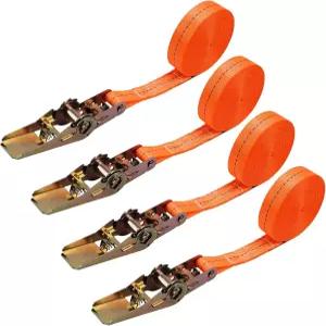 번들러 래칫 타이 다운 스트랩 헤비 듀티 오렌지 1인치 너비 X 20피트 길이 작업 하중 제한 2200파운드 4