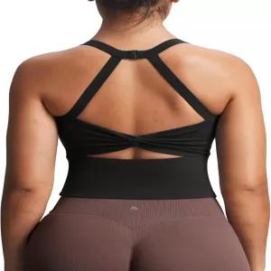 Aoxjox 여성 운동 민소매 롤라 롱라인 탱크 피트니스 트레이닝 짐 요가 크롭