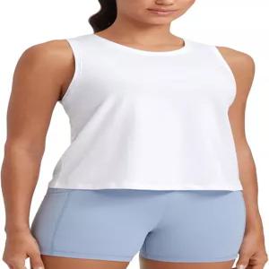 CRZ 요가 여성 피마 코튼 민소매 루즈 탱크 탑 운동 체육관 셔츠