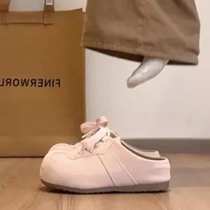 여사친 봄 슈즈 토 한발백 스트랩백 어글리 세미 속굽 슬리퍼 OP1