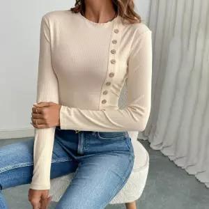 엘럽 여성용 니트 가을 라운드넥 고탄성 긴팔 바디슈트솔리드 점프슈트 원템3