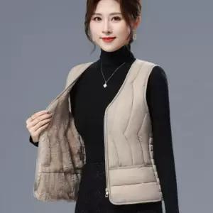여자조끼 브이넥 여성 기모 겨울 경량 브이넥조끼 패딩 Iyz7+8OdQ