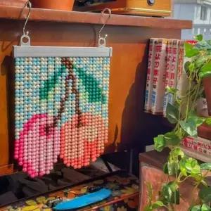 비즈발 구슬발 DIY [9type 키트 딸기] 문발 만들기 체리 고양이 네잎클로버 재료 토마토 도안 미니 커튼