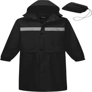 크리에모 미국 남성용 롱 레인 코트 방수 포장 가능한 재킷 후드가 달린 야외 경량 바람막이