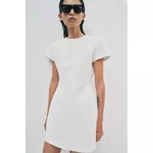 ZARA 자라 ZW 컬렉션 숏 원피스 - 스크래치 화이트 122107